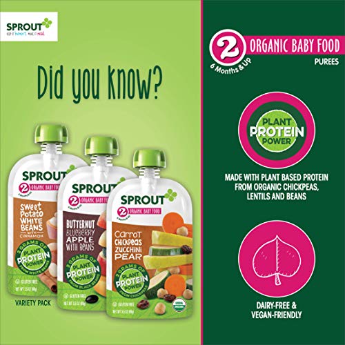Sprout Organic Stage 2 Plant Protein Variety Pack, Sweet Potato