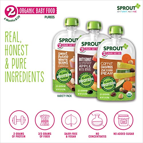 Sprout Organic Stage 2 Plant Protein Variety Pack, Sweet Potato