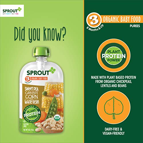 Sprout Organic Stage 3 Baby Food Pouches With Plant Powered Prot
