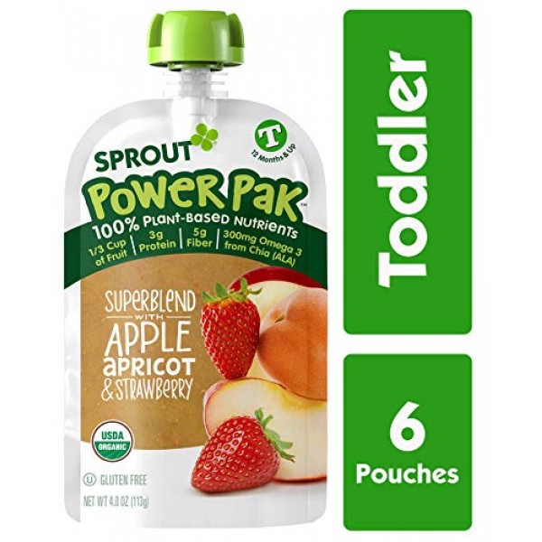 Sprout Organic Stage 4 Toddler Food Power Pak Pouches, Superblen...