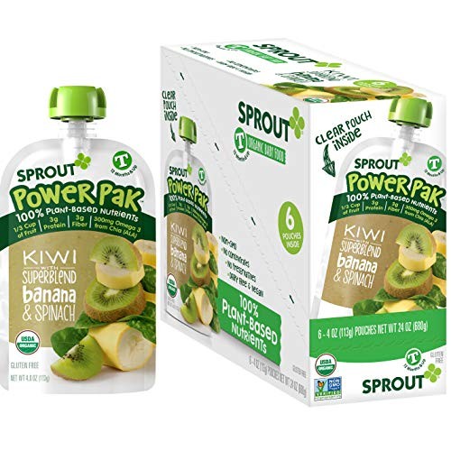 Sprout Organic Stage 4 Toddler Food Power Pak Pouches, Kiwi W/ S