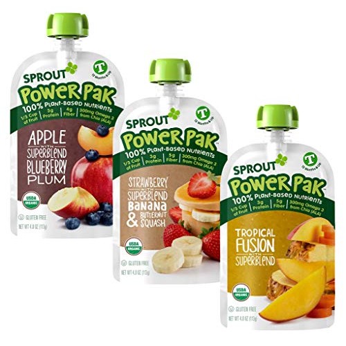 Sprout Organic Stage 4 Toddler Food Power Pak Pouches, Variety P