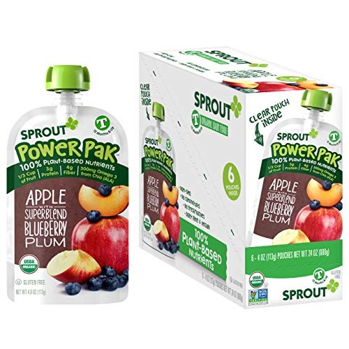 Sprout Organic Stage 4 Toddler Food Power Pak Pouches, Apple W/