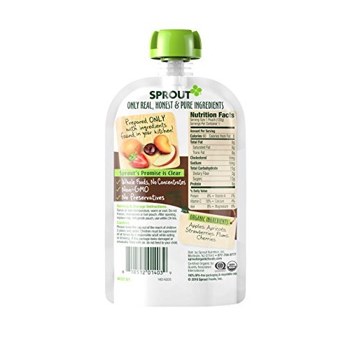Sprout Organic Toddler Puree Pouches, Apple Apricot Strawberry S