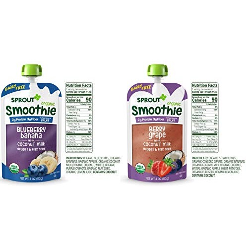 Sprout Organic Toddler Smoothie Non-Dairy Variety 4 Oz Pouches
