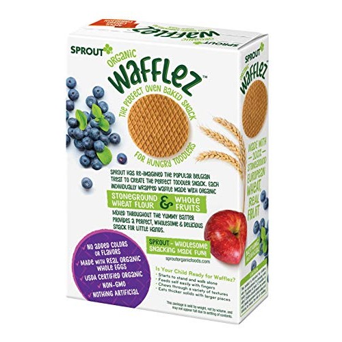 Sprout Organic Wafflez, Blueberry Apple, Box Of 5 Toddler Snacks