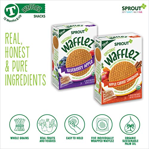 Sprout Organic Wafflez, Blueberry Apple, Box Of 5 Toddler Snacks