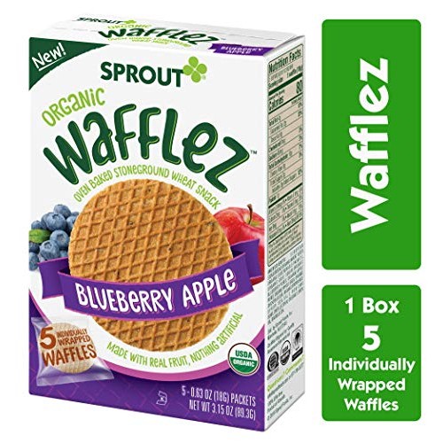 Sprout Organic Wafflez, Blueberry Apple, Box Of 5 Toddler Snacks