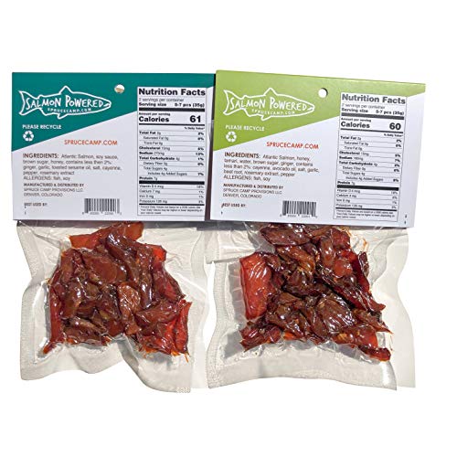 Salmon Jerky Variety 2-Pack, Hot Smoked Honey Jerky &Amp; Teriyaki