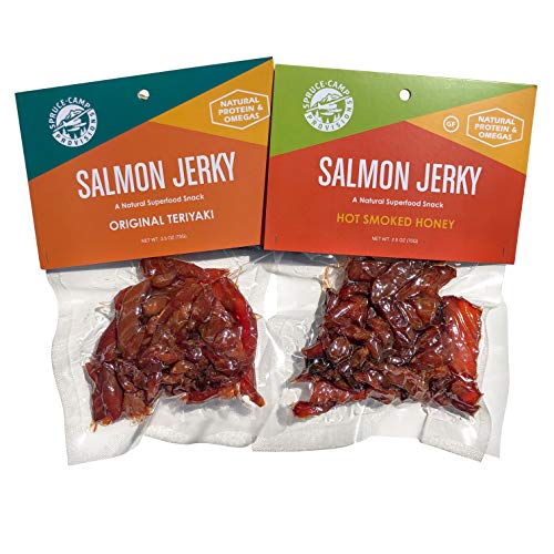 Salmon Jerky Variety 2-Pack, Hot Smoked Honey Jerky &Amp; Teriyaki