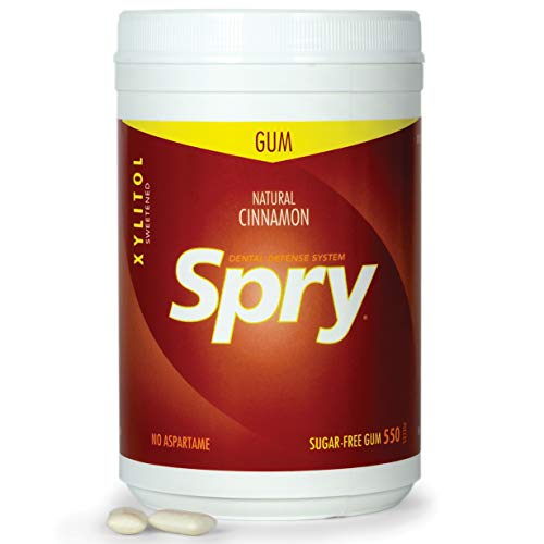 Spry Fresh Natural Cinnamon Gum , Natural Xylitol Chewing Gum, 5