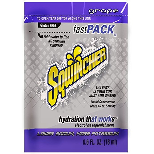 Sqwincher Fast Pack Liquid Concentrate, Grape, .6 Fl Oz 4 Packs