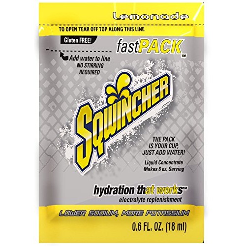 Sqwincher Fast Pack Liquid Concentrate, Lemonade, .6 Fl Oz 4 Pa