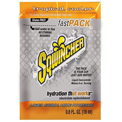 Sqwincher Fast Pack Liquid Concentrate, Tropical Cooler, .6 Fl O