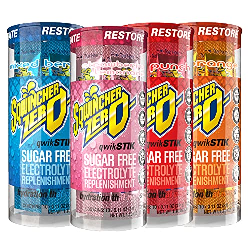 Sqwincher - 060119-As Zero Qwik Stik Sugar Free, 4 Flavor Variet