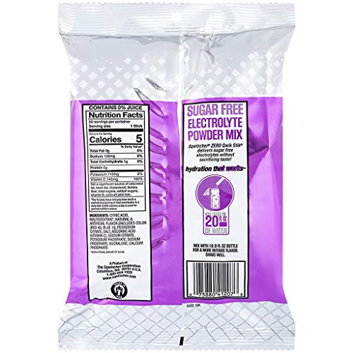 Sqwincher Zero Qwik Stik Sugar Free, Grape, .11 Oz Pack Of 50