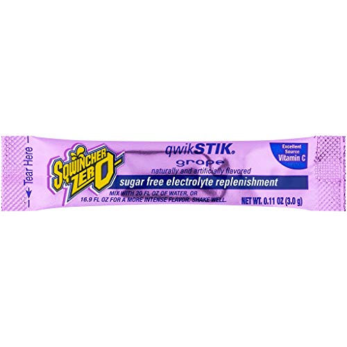 Sqwincher Zero Qwik Stik Sugar Free, Grape, .11 Oz Pack Of 50