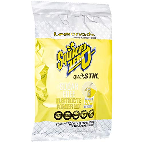 Sqwincher Zero Qwik Stik Sugar Free, Lemonade, .11 Oz Pack Of 50
