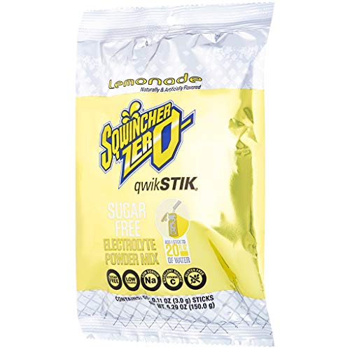 Sqwincher Zero Qwik Stik Sugar Free, Lemonade, .11 Oz Pack Of 50