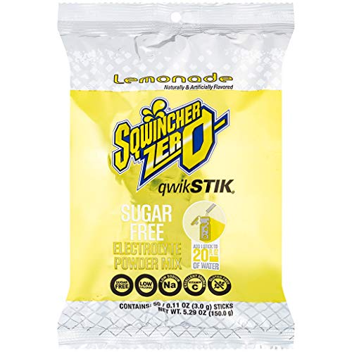 Sqwincher Zero Qwik Stik Sugar Free, Lemonade, .11 Oz Pack Of 50