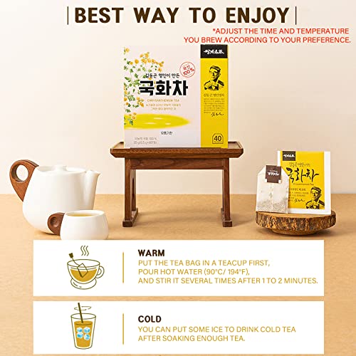 Organic Chrysanthemum Floral Tea Korean 40 Tea Bags, Eyes, Insom