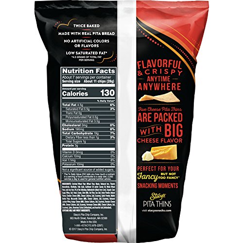Stacys 5 Cheese Flavored Pita Thins, 6.7 Ounce Pack Of 8