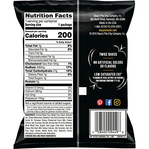 Stacys Parmesan Garlic & Herb Flavored Pita Chips, 1.5 Ounce Ba...