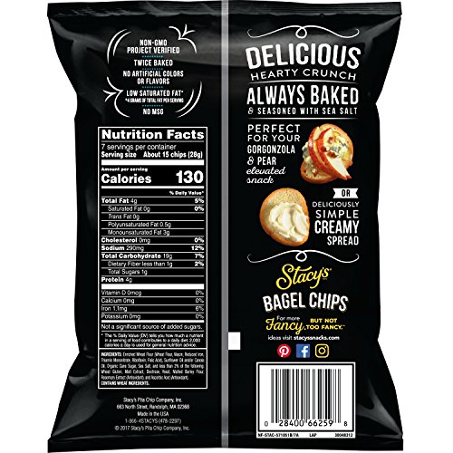 Stacys Simply Naked Bagel Chips, 7 Ounce Bags Pack of 12