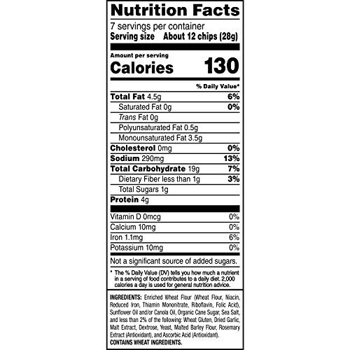 Stacys Toasted Garlic Flavored Bagel Chips, 7 Ounce Bags Pack