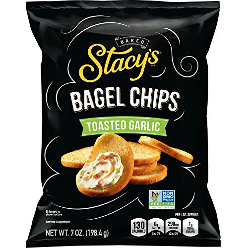 Stacys Toasted Garlic Flavored Bagel Chips, 7 Ounce Bags Pack