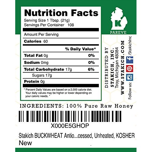 Stakich Buckwheat Antioxidant Raw Honey - 100% Pure, Unprocessed