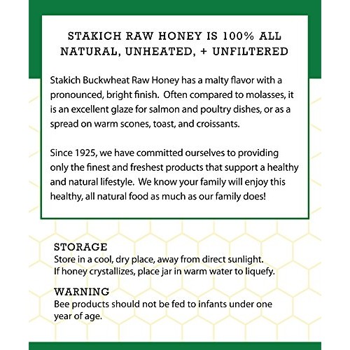 Stakich Buckwheat Antioxidant Raw Honey - 100% Pure, Unprocessed