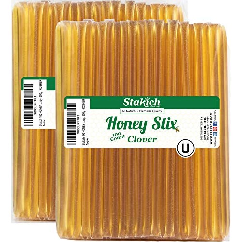 Stakich Honey Stix - Pure Grade A Clover Honey - 200 Sticks - Ko