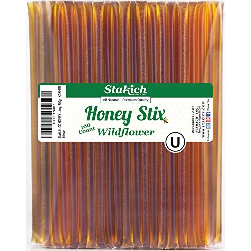 Stakich Wildflower Honey Stix - Pure U.S. Grade A Honey - 100 St