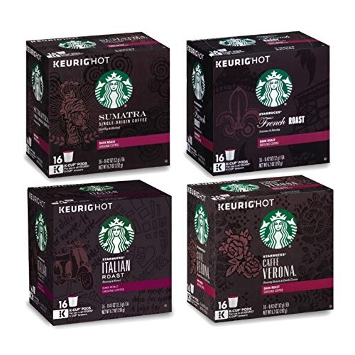Starbucks Coffee K-Cup Dark Roast Variety Pack Of 4 Flavors - Su