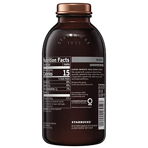 Starbucks Cold Brew Coffee, Black Unsweetened, 11 Oz Glass Bottl