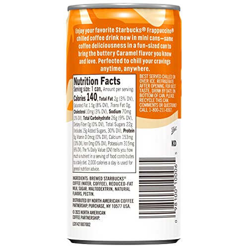 Starbucks Frappuccino, Caramel, Mini, 6.5oz 8pk