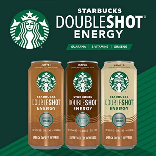 Starbucks, Doubleshot Energy Coffee, Mocha, 15 Fl Oz Pack of 12