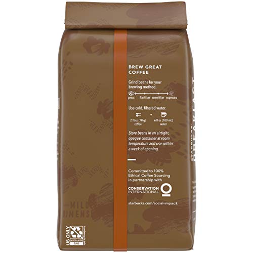 Starbucks Breakfast Blend Coffee Medium, Whole Bean, 12-Ounce