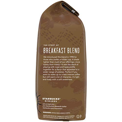 Starbucks Breakfast Blend Coffee Medium, Whole Bean, 12-Ounce