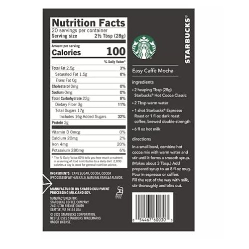 Starbucks Classic Hot Cocoa Mix - 20 oz tin - Hot Chocolate Powd...