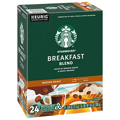 Starbucks Coffee K-Cup Pods, Breakfast Blend, Medium Roast Coffe