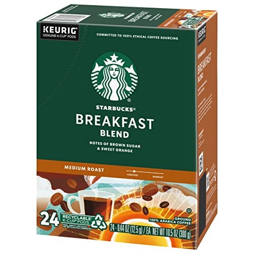Starbucks Coffee K-Cup Pods, Breakfast Blend, Medium Roast Coffe