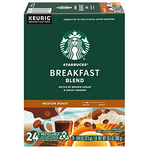 Starbucks Coffee K-Cup Pods, Breakfast Blend, Medium Roast Coffe