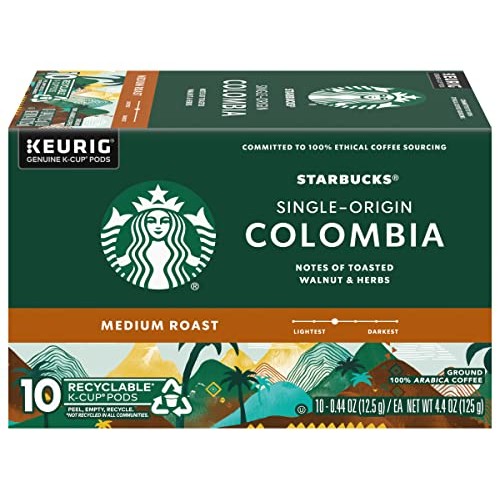 Starbucks Coffee K-Cup Pods, Single-Origin Colombia Coffee, Medi