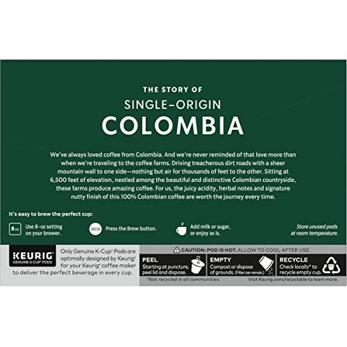 Starbucks Coffee K-Cup Pods, Single-Origin Colombia Coffee, Medi