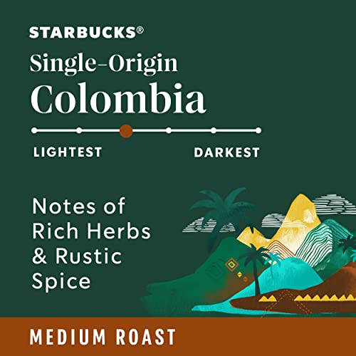 Starbucks Coffee K-Cup Pods, Single-Origin Colombia Coffee, Medi
