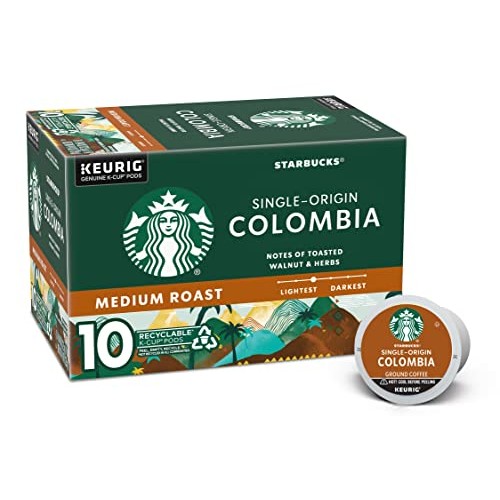 Starbucks Coffee K-Cup Pods, Single-Origin Colombia Coffee, Medi