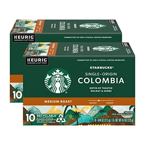Starbucks Coffee K-Cup Pods, Single-Origin Colombia Coffee, Medi