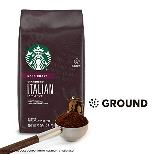 Starbucks Italian Roast Dark Roast Ground Coffee, 20 Ounce Pack